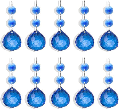 Pack of 10 Blue Crystal Ball Prism 30mm Suncatcher Chandelier Prisms Part Decor Rainbow Maker