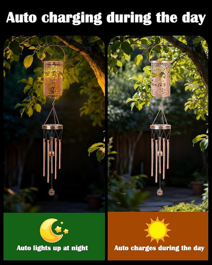 French Bulldog Gifts Windchimes - Metal Solar Wind Chimes for Outside with Lanterns Garden Patio Yard Decor Housewarming Christmas New Year Birthday Gift for Women Mom Grandma Dog Lover