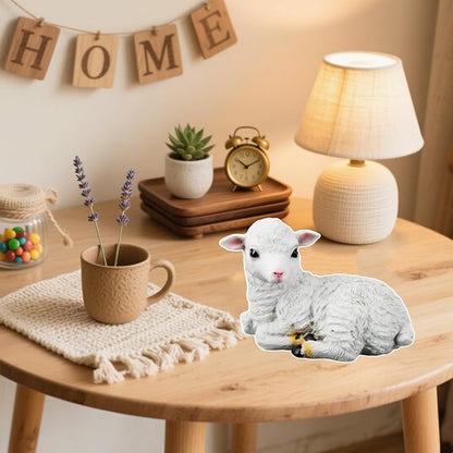 Jerliflyer 1PCS Lamb Garden Statue,Sheep Hand Made Lifelike Sculpture Indoor Outdoor Decoration(Small Lying Posture Shape