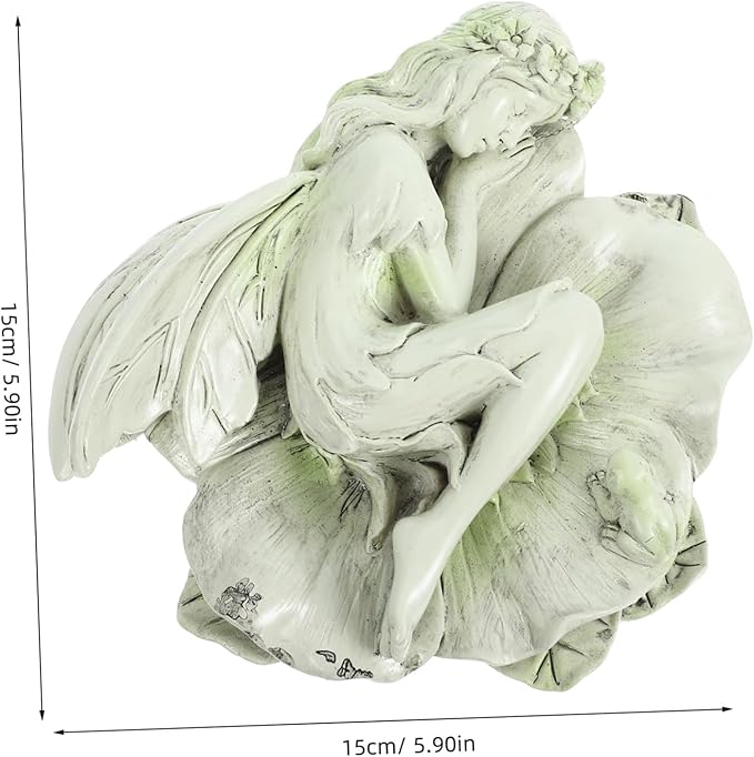 Toyvian Sleeping Resin Figurine Garden Statue Decor for Home Outdoor Lightweight Sculpture for Desk Elegant Fairy Ornament