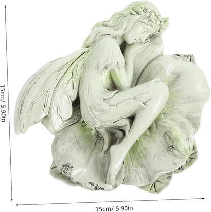 Toyvian Sleeping Resin Figurine Garden Statue Decor for Home Outdoor Lightweight Sculpture for Desk Elegant Fairy Ornament