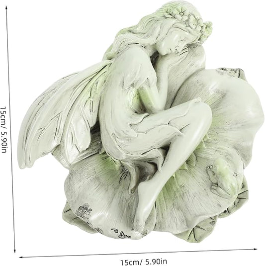 Toyvian Sleeping Resin Figurine Garden Statue Decor for Home Outdoor Lightweight Sculpture for Desk Elegant Fairy Ornament