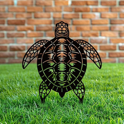 WADORN Sea Turtle Metal Decorative Garden Stakes, Black Turtles Outdoor Statues Silhouette Funny Turtle Lover Gifts Stakes Ornaments for All Season Home Yard Art Garden Patio Backyard Lawn Decoration