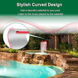 LONGRUN S-Shaped Waterfall Spillway Stainless Steel Swimming Pool Fountain with Color Changing LED Light, Outdoor Pond Waterfalls Kit for Garden Patio Swimming Pool Koi Ponds Decoration -20.2" Height