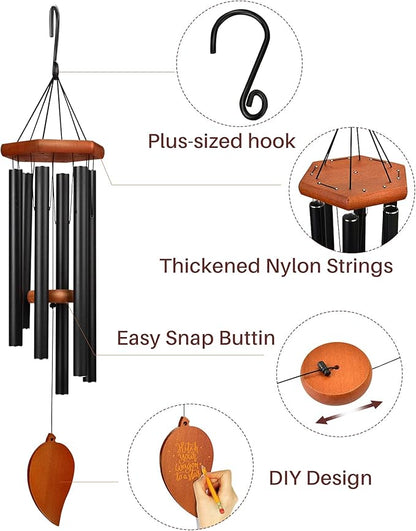 38" Sympathy Wind Chimes for Outside Deep Tone, Memorial Loss of a Loved, Large Wind Chimes with 6 Thicken Tubes & Hook, Outdoor Souvenir Mother, Garden Decor