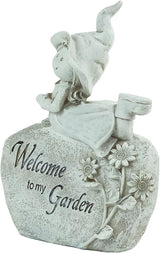 Northlight 7.5" Girl Laying on Rock Welcome to My Garden Outdoor Garden Statue