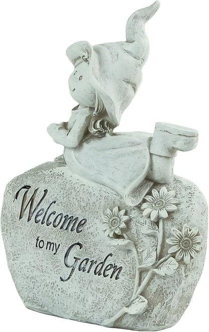 Northlight 7.5" Girl Laying on Rock Welcome to My Garden Outdoor Garden Statue