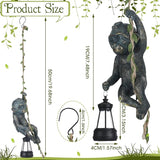 Rossesay Solar Light Outdoor Monkey Statues Bronze 7.48 Inch Resin Chimpanzee Baby Monkey Climbing on Vine with LED Lantern Waterproof Hanging Figurine with Hook for Yard Garden Wall