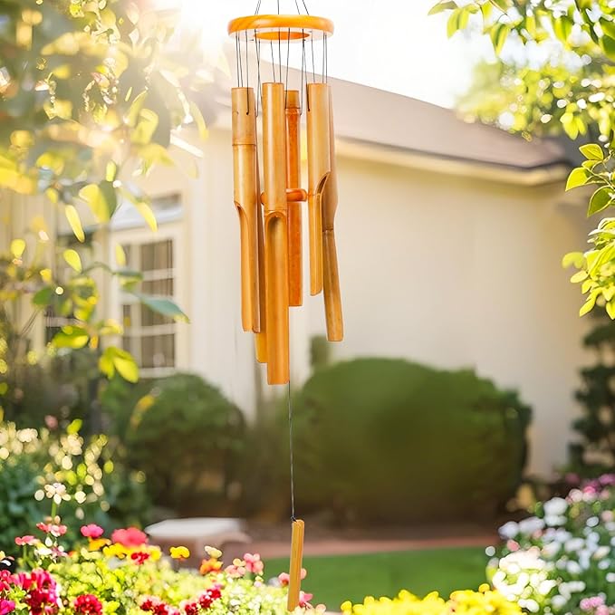 MUMTOP Bamboo Wind Chimes for Outside-Wooden Wind Chime - 33 Inch Bamboo Chimes for Outdoors,Patio,Garden,Yard,Home,Tree Decor