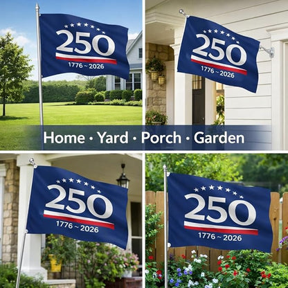 US 250 Flag – 250th Anniversary USA Double Sided 3-Ply Outdoor Flag, We The People 1776-2026 Patriotic Yard & House Banner for 4th of July (8, 5X8)