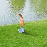 Wooden Crafted Duck Figurine with Spotty Wellies Funny Standing Duck Statues Decorative Resin Rain Boot Animal Sculpture Collectible Crafts Waterproof Garden Lawn Ornament (Blue, 5.9Inch)