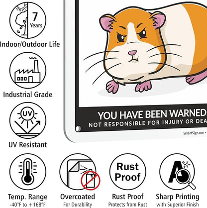 SmartSign Funny Beware Of Guinea Pigs Warning Sign - 10"x7", 40 mil Laminated Rust-free Aluminum - Metal Signs for Wall Decor, Outdoors, Patio, Cafe - Guinea Pigs Theme Gag Gift, Made in USA