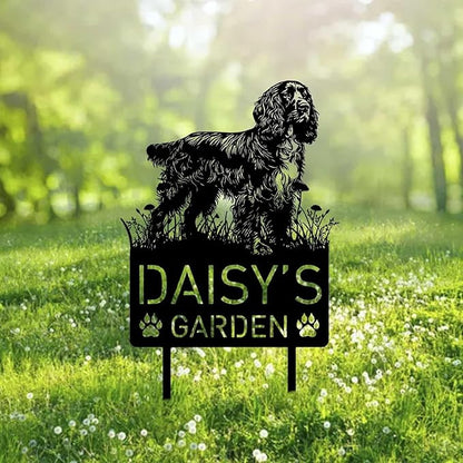 Custom Field Spaniel Dog Metal Memorial Garden Stake Personalized Pet Grave Marker Name Sign Remembrance Stake Decor Sympathy Dog Loss,Outdoor Statues for Yard Garden Lawn Patio Pathway Grave.