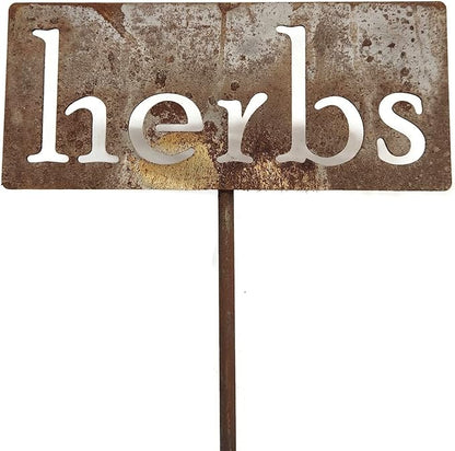 Classic Metal Garden Markers 19 Inches Tall (herbs, Naturally Rusted)