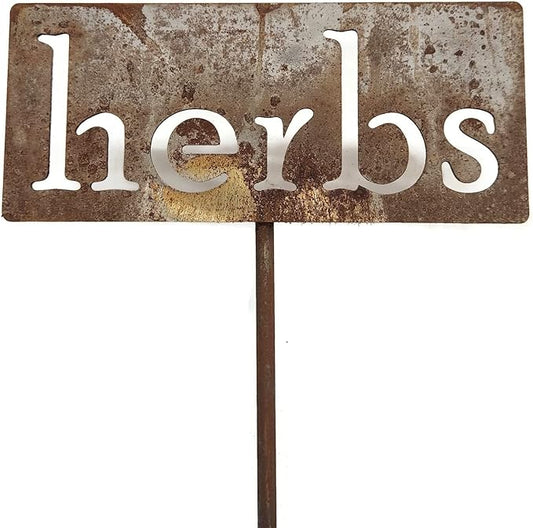 Classic Metal Garden Markers 19 Inches Tall (herbs, Naturally Rusted)
