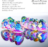 12pcs Colorful Crystal Heart Prism Suncatcher, Heart Prism Chandelier Drop Parts Window Sun Catcher Crystals Hanging Pendant, 27mm Rainbow Maker Wedding Decor