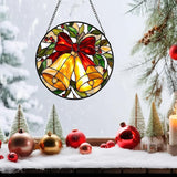 Golden Bell Stained Glass Suncather for Window Hanging, 6.3'' Christmas Ornament Gift for Women, Festive Wall Art Home Decoration Xmas Gift for Mom, Grandma (Golden Bell, 6.3'')