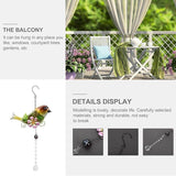 Wrought Iron Crystal Garden Hanging Ornament with Yellow Bird Pendant for Patio and Window Sun Outdoor Décor