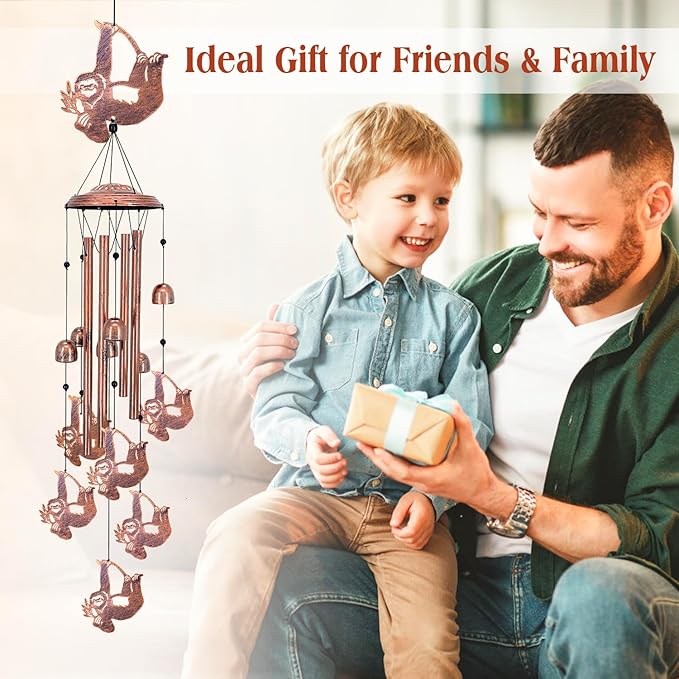 Sloth Wind Chimes for Outside,Sloth Gifts for Women Men/Memorial Gift/Sympathy Gift/Birthday Gifts Metal windchimes Outdoors/Indoors,Garden Decor,Patio,Home,Porch,Yard Decorations