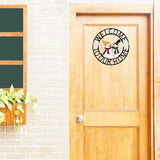 Metal Hanging Rustic Welcome Door Wreath,13''x13'',Vintage Decor Front Door Wreaths Garden Shop Welcome Sign Indoor Outdoor Decorations for All Seasons-Set of 2