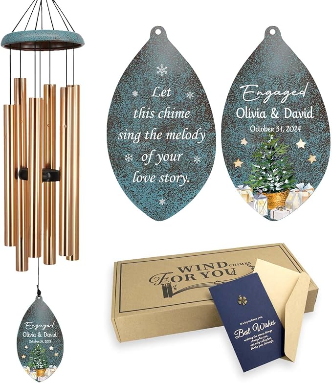 ASTARIN Engagement Gifts Wind Chime, Personalized Names & Date Wind Chimes Gifts for Couple 2026, Wedding Gift for Newlywed Bride Groom Husband Wife, Gift Valentine’s Day(Produced in USA)