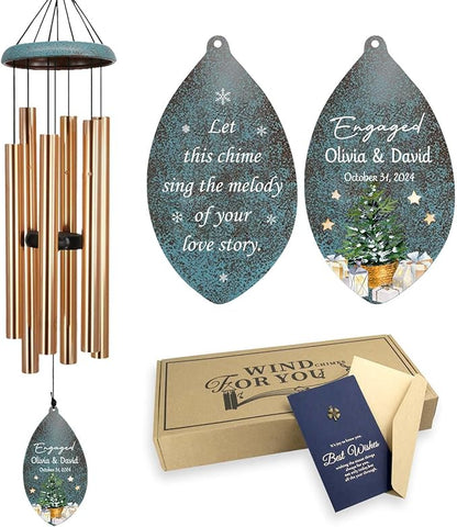 ASTARIN Engagement Gifts Wind Chime, Personalized Names & Date Wind Chimes Gifts for Couple 2026, Wedding Gift for Newlywed Bride Groom Husband Wife, Gift Valentine’s Day(Produced in USA)