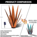 KODIBO Large Tequila Rustic Sculpture, Rustic Metal Agave Plants for Outdoor, Metal Agave Garden Yard Statue, Outdoor Lawn Ornaments Yard Stakes (Rusty - L (W/Solar Light))