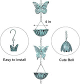 8.5 Ft Rain Chain for Gutters Downspouts, Cups with Butterfly, Distressed Blue……