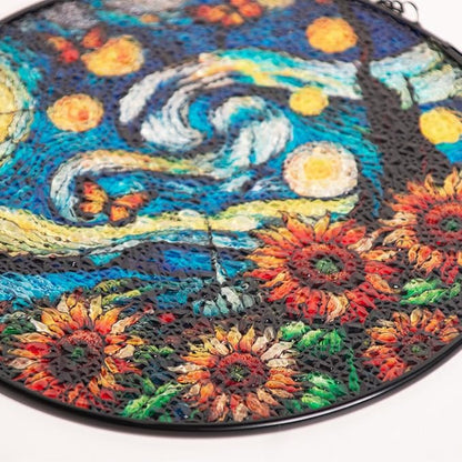 Sunflower Starry Sky Stained Glass Window Hanging,7.87inch Sun Catchers Glass Panel with Chain, Ornament for Home, Garden, Christmas, Mother’s Day, Housewarming Gifts for New Home, Festival Gift