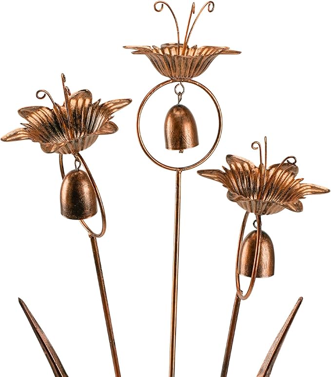 WSgift Metal Calla Lilies Flowers with Bells for Outside Yard Art Bronze Wind Chime
