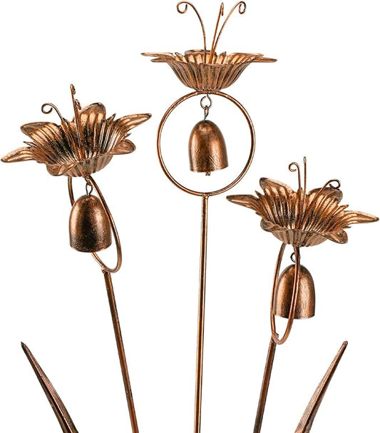 WSgift Metal Calla Lilies Flowers with Bells for Outside Yard Art Bronze Wind Chime
