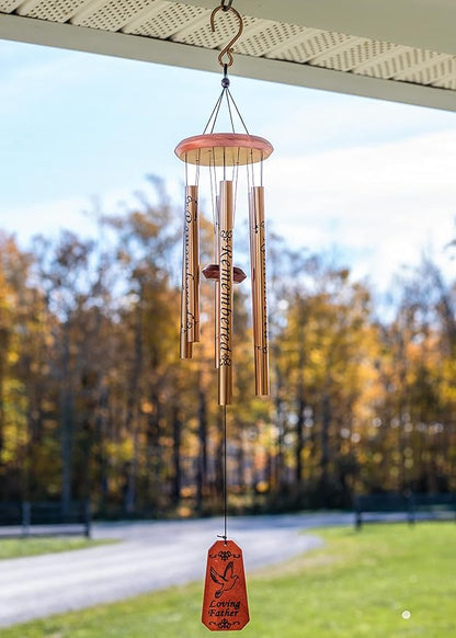 Napco Loving Father Caramel Brown Bereavement 35 x 5 Metal Outdoor Wind Chime Noisemaker