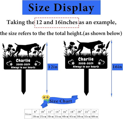 Custom German Shorthaired Pointer Dog Memorial Grave Marker,Personalized Flora Dog Memorial Stake,Dog Memorial Plaque Burial Stake Engraved Sign,Dog Sympathy Grave Stake,Dog Statue Headstone