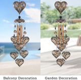 Heart Shape Wind Chimes for Garden, Gifts for Mom, Home, Balconies, Rooms, Patio, Indoor, Outdoor Heart Decoration, Hearts Shape Wind Catcher, Bronze Memorial Wind Bells, Hearts Wind Chimes Decor