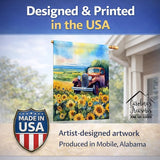 Caroline's Treasures Kansas Sunflowers in Watercolor House Flag Large Porch Sleeve Pole Decorative Outside Yard Banner Artwork Wall Hanging, Polyester, House Size, Multicolor