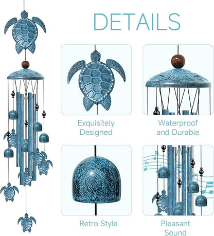 Windchimes Outdoors, 40" Sea Turtle Gifts for Women, Wind Chimes for Outside Home Yard Patio Decor, Turtle Gifts for Mom Grandma Sister, Unique Birthday Festival