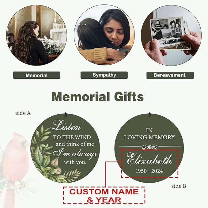 ASTARIN Personalized Memorial 30"/36" Wind Chimes for Loss of Loved One Mom Dad, Produced in USA Memorial Gifts for Sympathy Bereavement Remember, Deep Tone in Memory of Wind Chimes for Outside