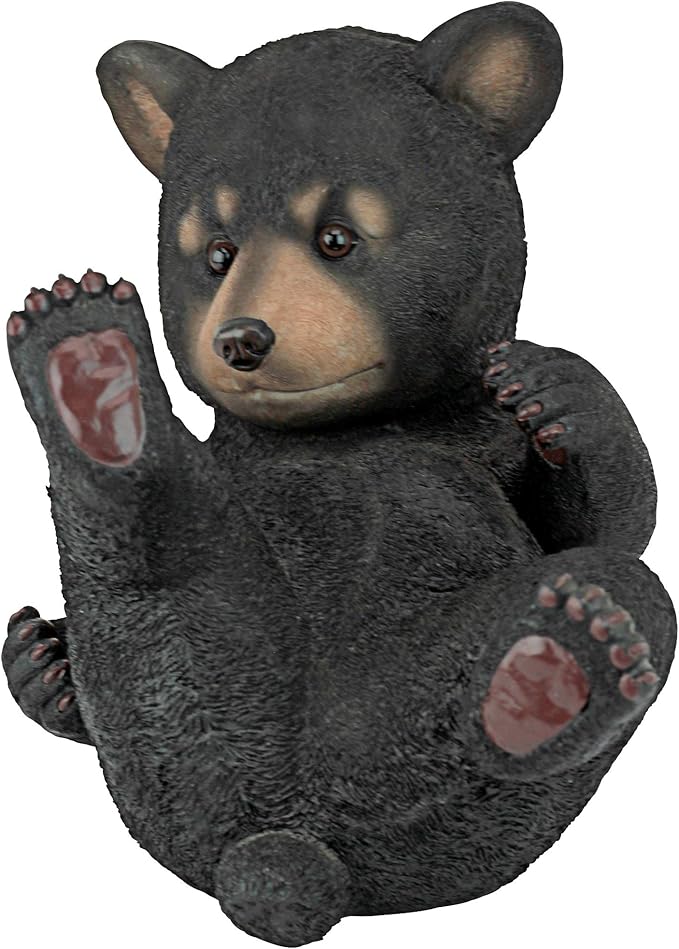 Design Toscano Roly-Poly Bear Cub Statue, Rolling Bear, Black