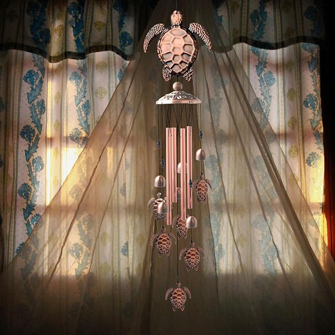 Sea Turtle Wind Chimes Outdoor, Mother Gift,Birthday Gifts for All mom/Grandma/dad/Women/Aunt/Daughte/Friend/Niece/Sister/Teacher,Gardening Gift,Memorial windchimes Outside,Yard Decor