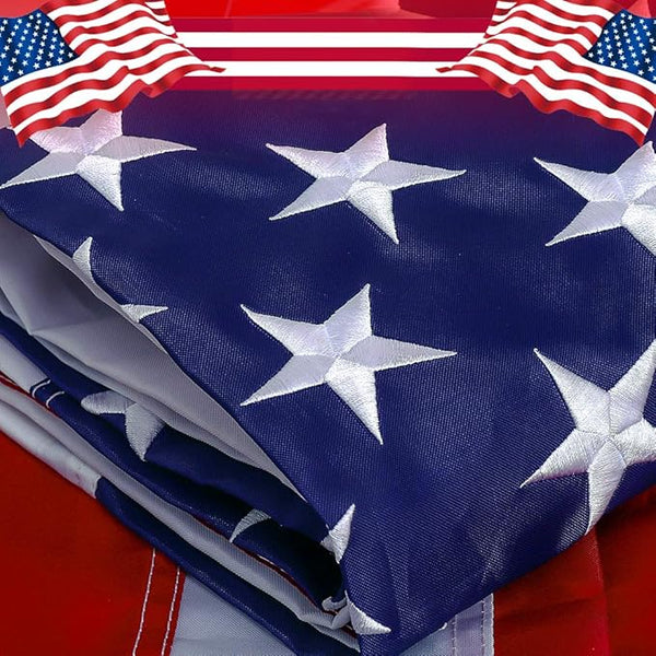 American Flag 3x5 ft - Embroidered Stars,Sewn Stripes, Durable Nylon,UV Protected,Brass Grommets,Perfect for Outdoor/Outside Use Heavy Duty US USA Flags