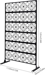 Metal Privacy Screen, 72" H x 44" W Freestanding Privacy Screens, Patio Decorative Metal Fence Panels with Stand, Portable Divider Screens, for Backyard/Patio/Deck (Black-Print, 72''H×44''W)