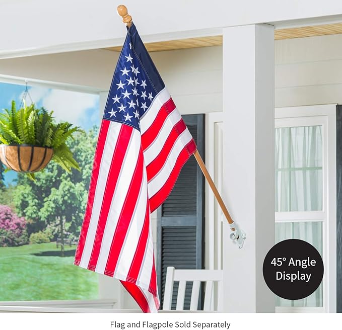 Evergreen Flag Bracket Two-Position 45 and 90 Degree Cast Iron White Flag Pole Bracket | Outdoor Home and Garden Décor for Residential or Commercial