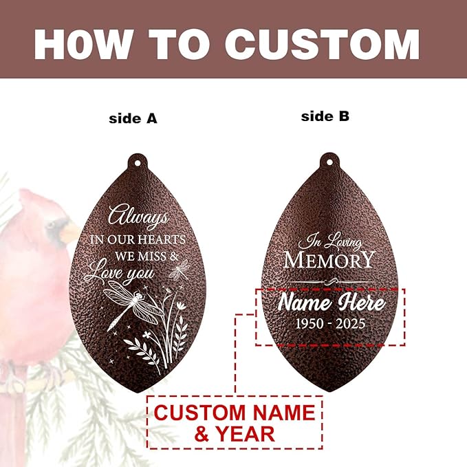 ASTARIN Personalized Sympathy Wind Chime, Deep Tone Wind Chimes for Outside, Sympathy Gifts for Loss of Mom, Bereavement Gifts for Funeral/Condolences/Memorial(Produced in USA)