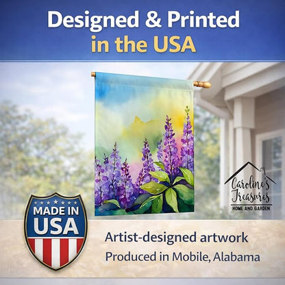 Caroline's Treasures Idaho Syringa in Watercolor House Flag Large Porch Sleeve Pole Decorative Outside Yard Banner Artwork Wall Hanging, Polyester, House Size, Multicolor