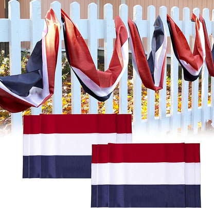 EBaokuup 2 Pack 20x2 Ft Large Patriotic Bunting US Flag Decorations-Double Sided Printed 4th of July Banner Decor Red,White & Blue Stripe Flag-American Patriotic Bunting Flags Hanging for Independence Day Outdoor Porch Garden
