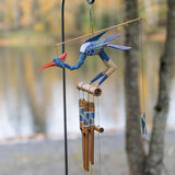 Cohasset Gifts Bamboo Wind Chimes | Natural Soothing Melodic Tones | Wood Outdoor Home Decor for Patio or Garden | Thoughtful Gift or Hang on Your Own Deck|#174P “Passion” Bobbing Head Bird Wind Chime