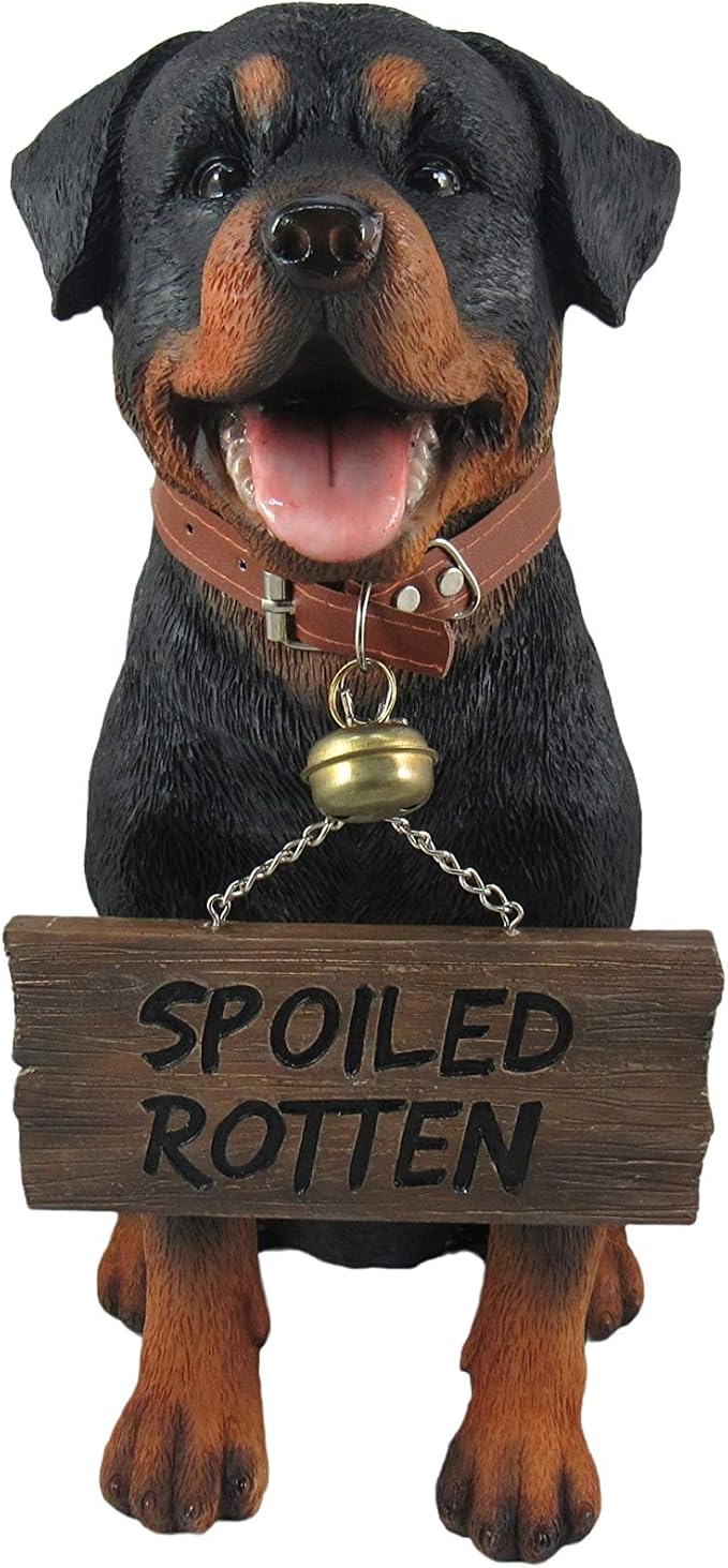 Guardian of Love - Buddy Rottweiler Welcome Statue with Reversible Sign, Decorative Dog Figurine for Indoor or Outdoor Use, Ideal for Garden, Patio, Entryway, Porch, and Dog Lover Home Decor