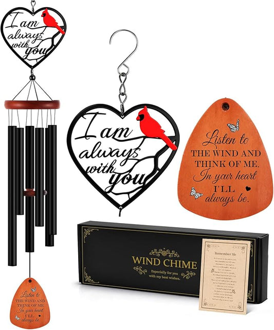 Kathfly Cardinal Wind Chimes for Loss of Loved One, 28" Memorial Wind Chimes for Outside, Sympathy Bereavement Condolence Funeral Windchime Bereavement Condolence Funeral Gifts for Loss of Loved One