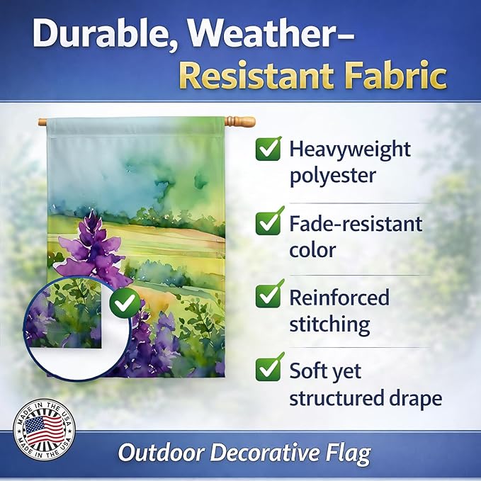 Caroline's Treasures New Jersey Violet in Watercolor House Flag Large Porch Sleeve Pole Decorative Outside Yard Banner Artwork Wall Hanging, Polyester, House Size, Multicolor