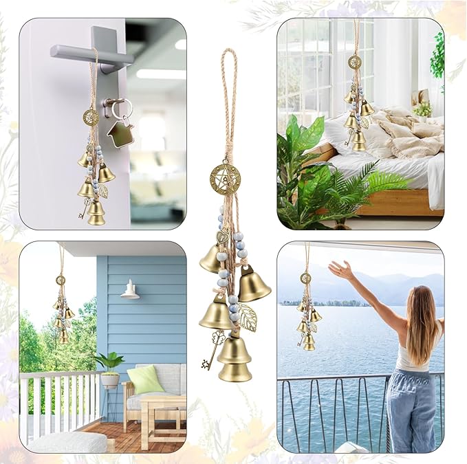 Witch Bells Protection for Door Knob, 13" Hanger Wind Chimes, Christmas Bells for Witchy Home Decor, Witchy Things Clear Negative Energy Witchcraft Supplies (Blue-and-White Porcelain)